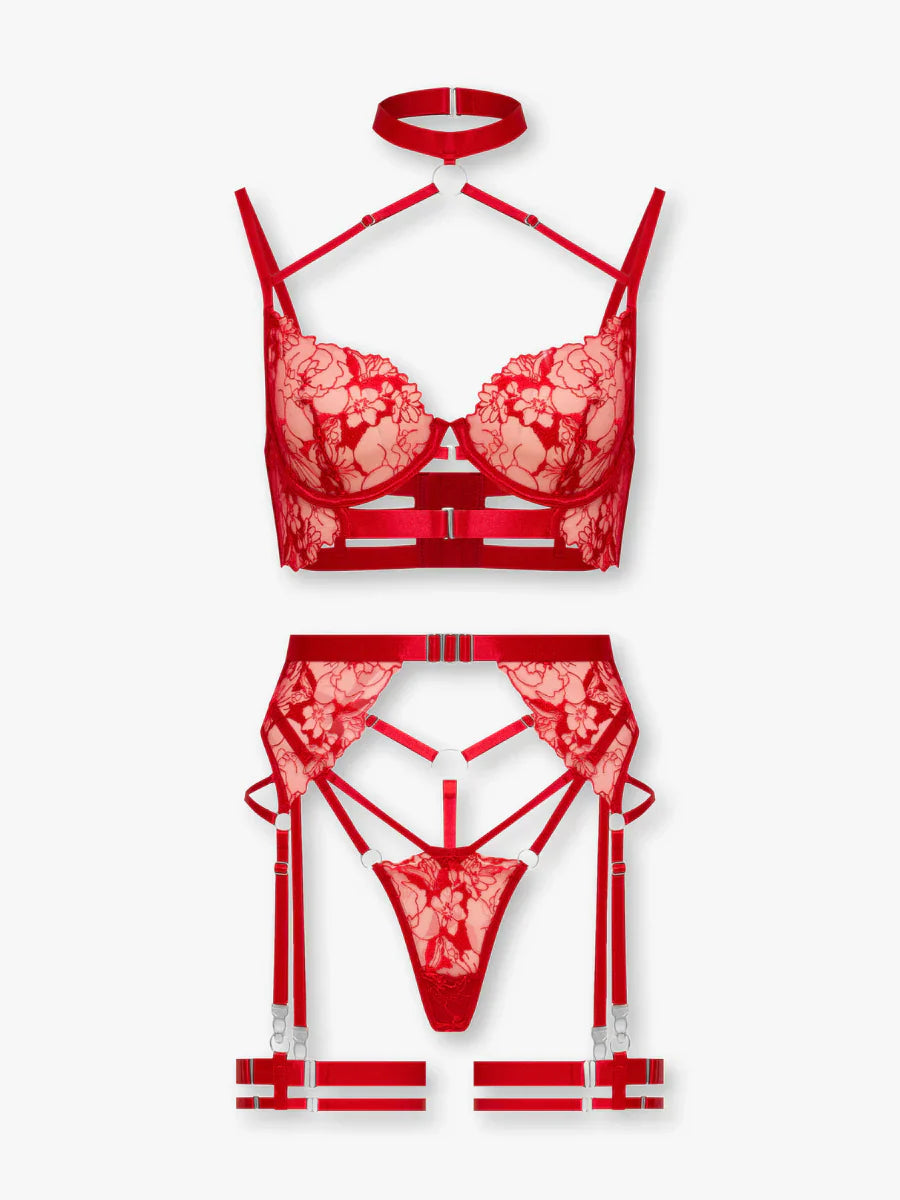 Georgina kırmızı iç çamaşırı takımı genel görünüm